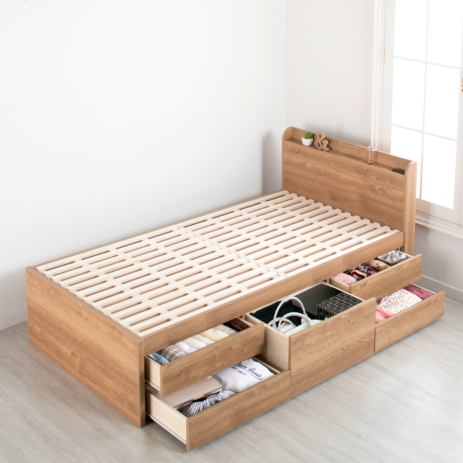 すのこベッド シングルベッド 収納付ベッド ベッドフレーム 全長 190cm