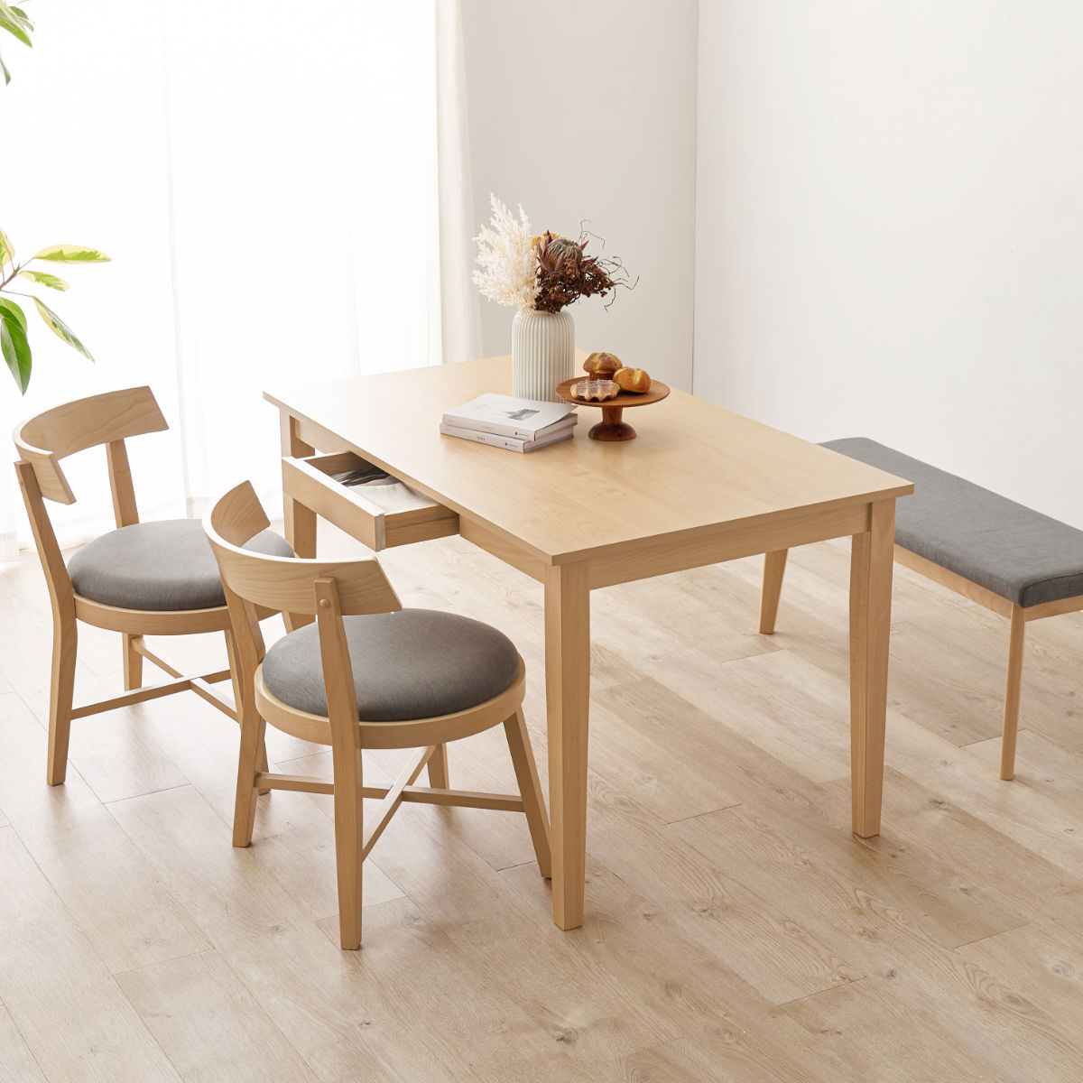 HAGiHARA（萩原） ダイニングテーブルセット 4人掛け 4点セット
