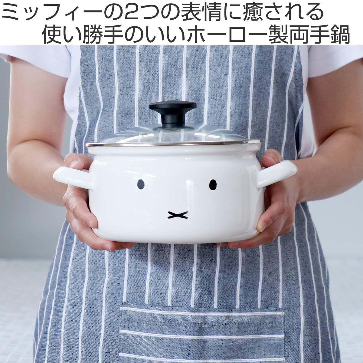 miffyface Series 両手鍋 18cm IH対応 富士ホーロー ミッフィー