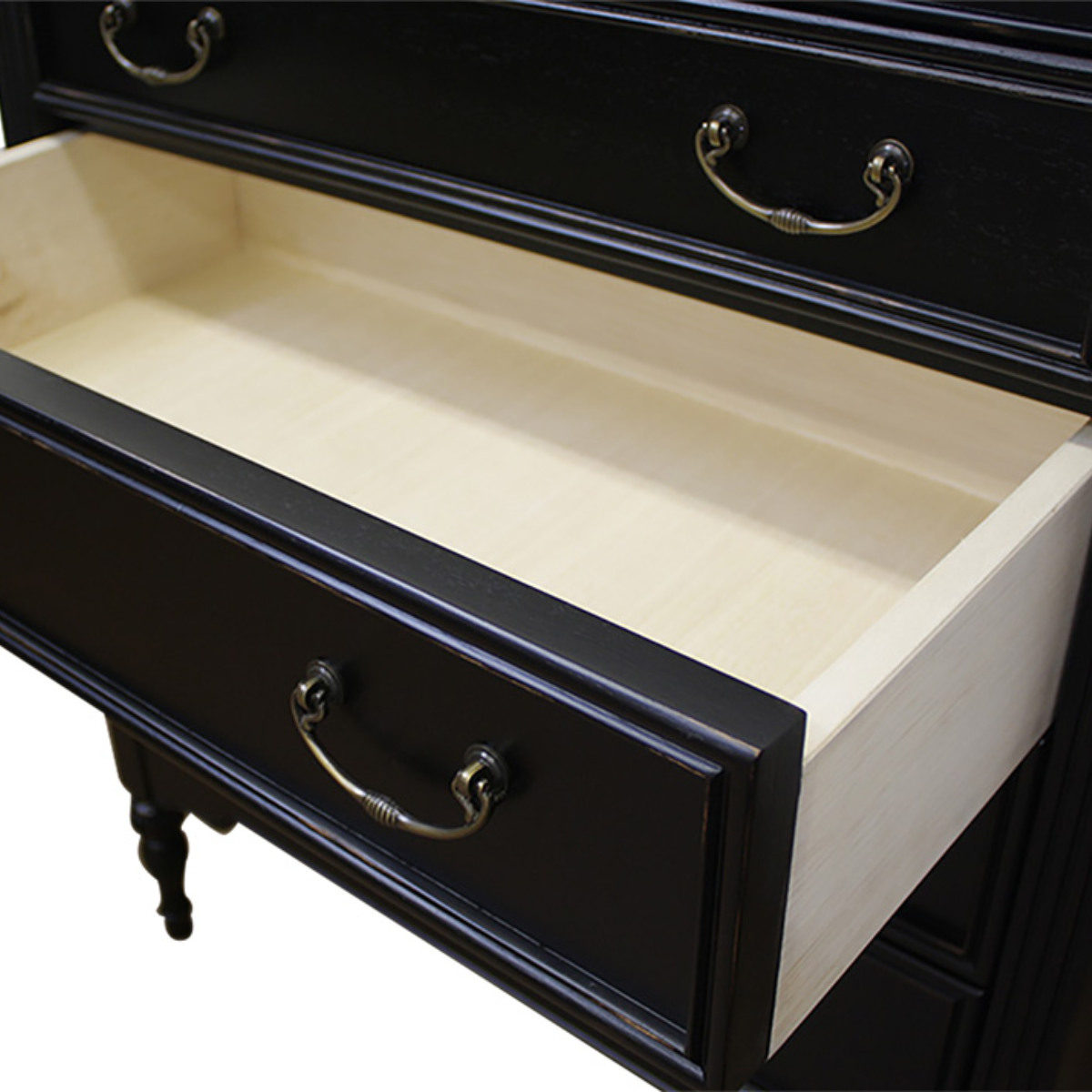 東海家具工業 ワイドチェスト 4段 アンティーク調 ノワール 幅70cm