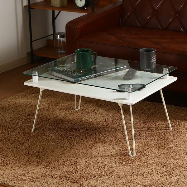 不二貿易（Fuji Boeki） ローテーブル 幅70cm ガラステーブル