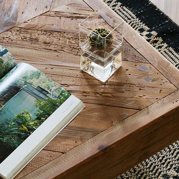 東谷 ローテーブル 幅100cm 木製 天然木 古材 正方形 ヴィンテージ調