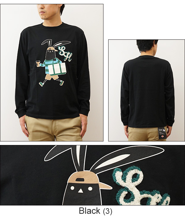 Shabby シャビ ロンT プリント 長袖 Tシャツ トートバッグ メンズ