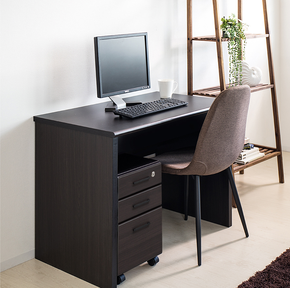 パソコンデスク 2点セット 幅90 鍵付き キャビネット付き パーソナル