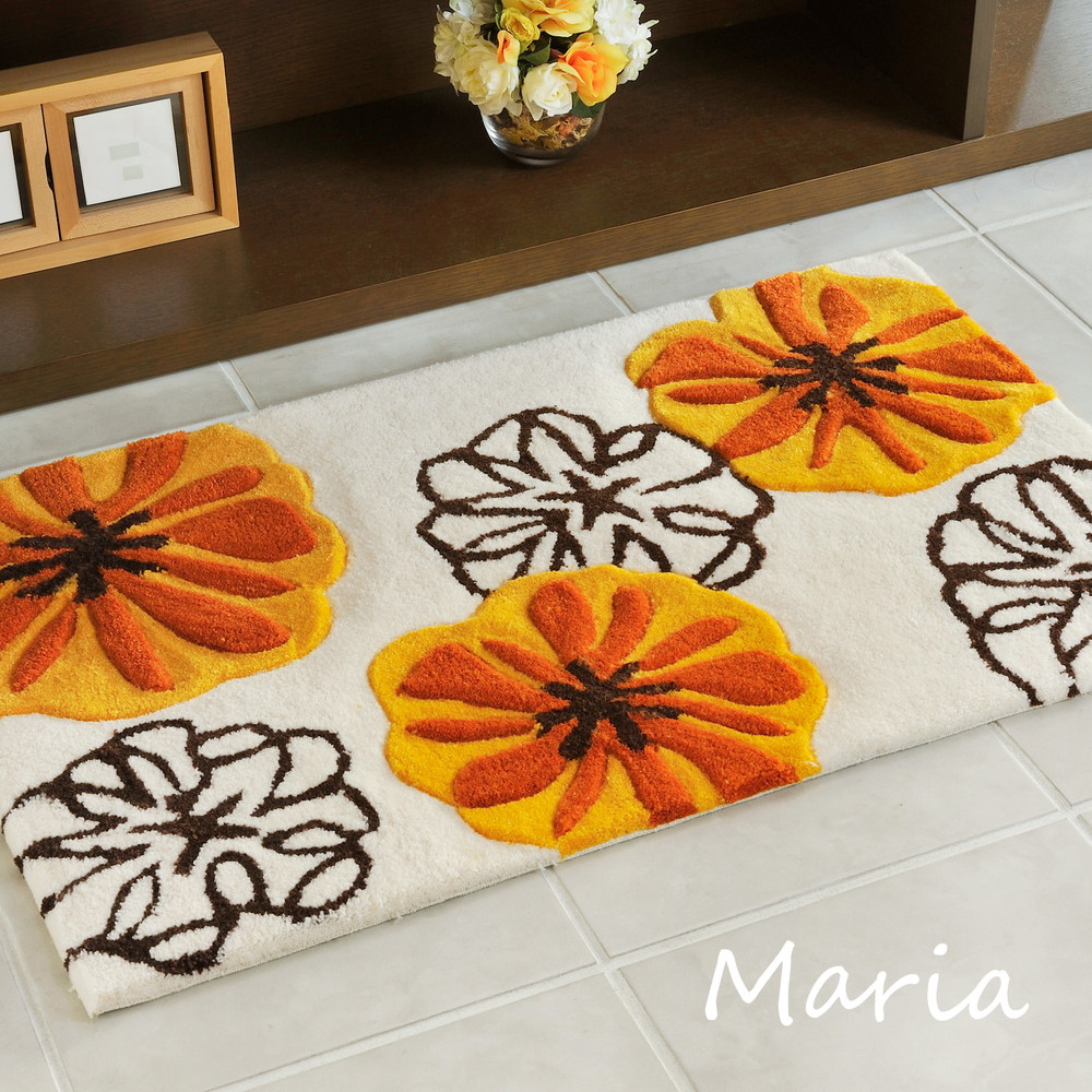 玄関マット 洗える 北欧 花柄 おしゃれ ラグ ラグマット 70×120 厚手