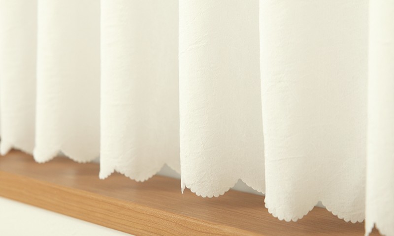 カーテン天国 カフェカーテン レース ふわふわ「ピクシー」ホワイト UV