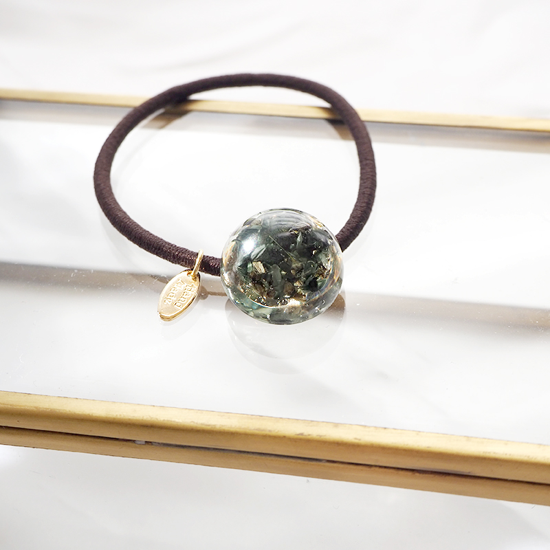 BLAZE ヘアゴム ラウンド かすみ草 箔 ゴールド プレート レジン 花