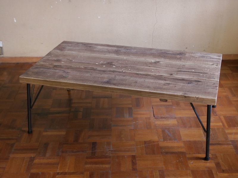 送料無料≪ローテーブル≫【USED足場板ローテーブルDIYキット/アイアン