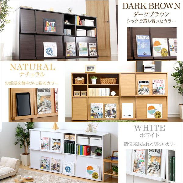 魅せて隠す収納！ディスプレイラック2個セット ［本棚・リビング収納