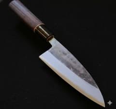 青紙2号 黒打 小三徳包丁（アジ切） 120㎜ G1451 焼柄 日本製 月光作