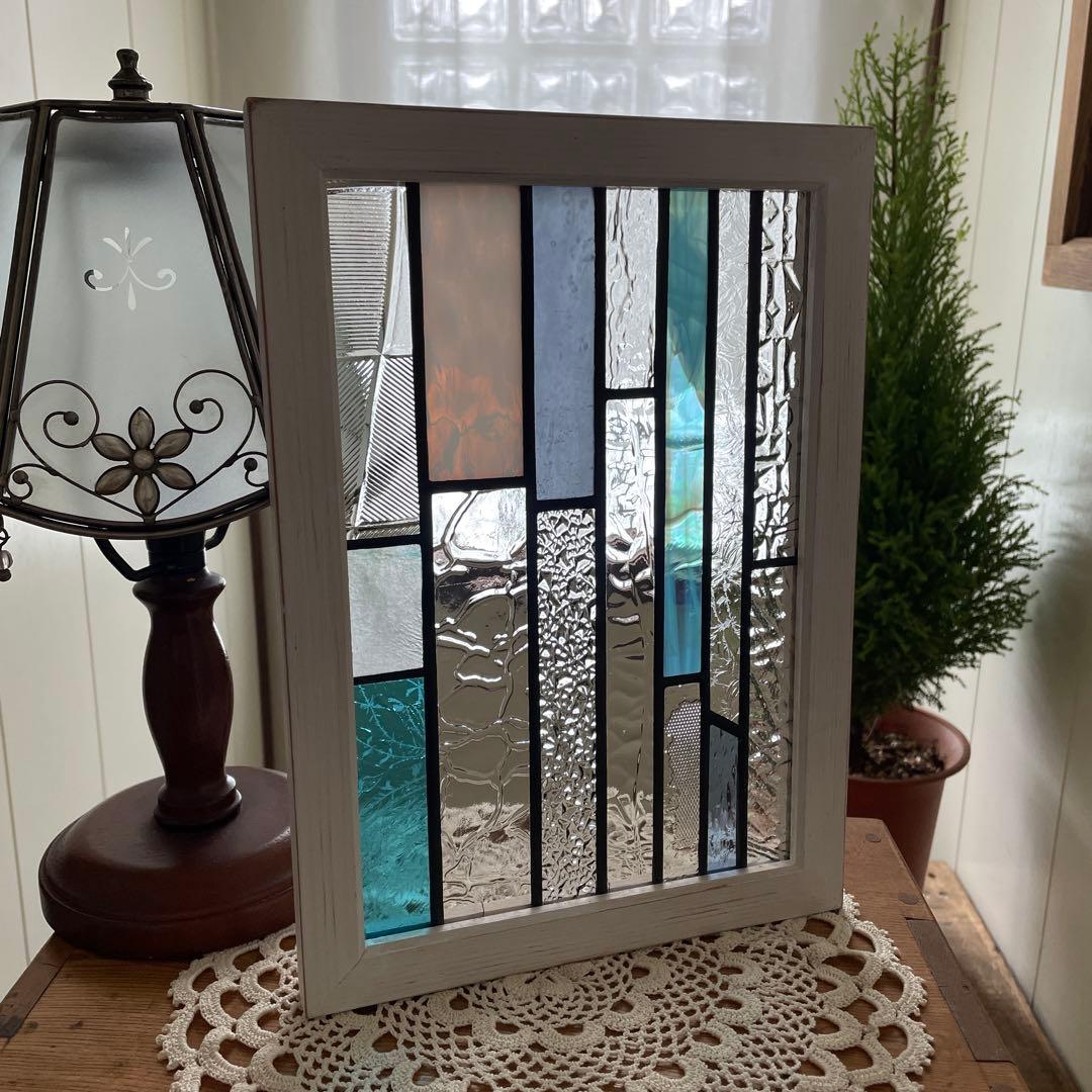 ステンドグラス　パネル　モザイクアート　つらら 本格手作り高級ステンドグラス ステンド グラス ガラス三層デザイン