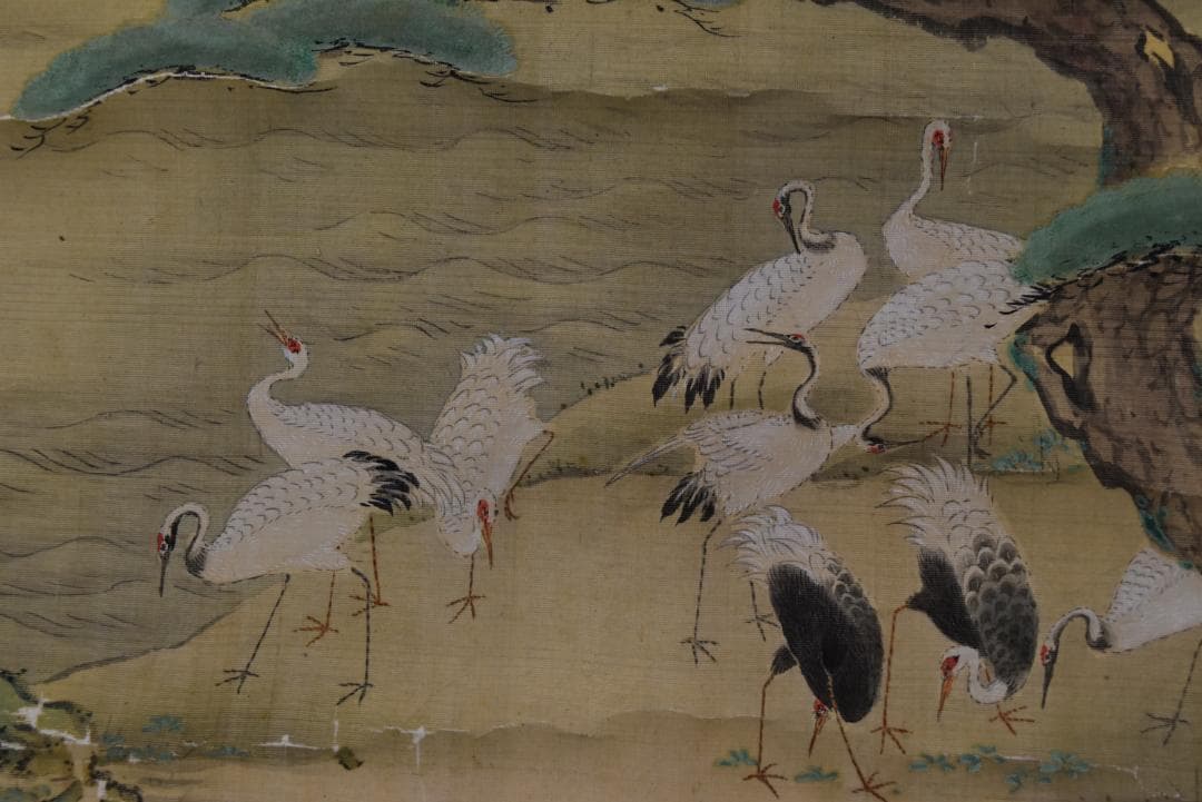 作者不詳/群鶴/千羽鶴/古画/掛軸☆宝船☆Z-729