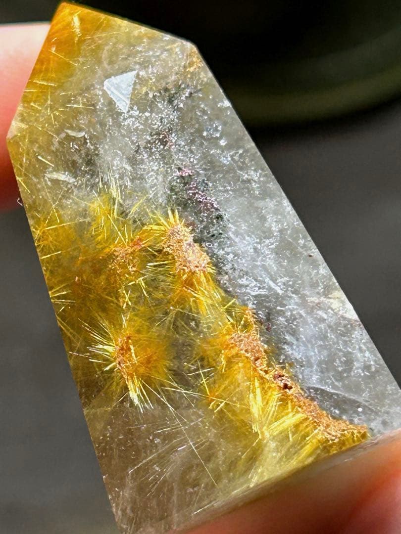 ☆最高級品！帝王秘宝！フラワー ゴールド ガーデン ルチル 六角柱