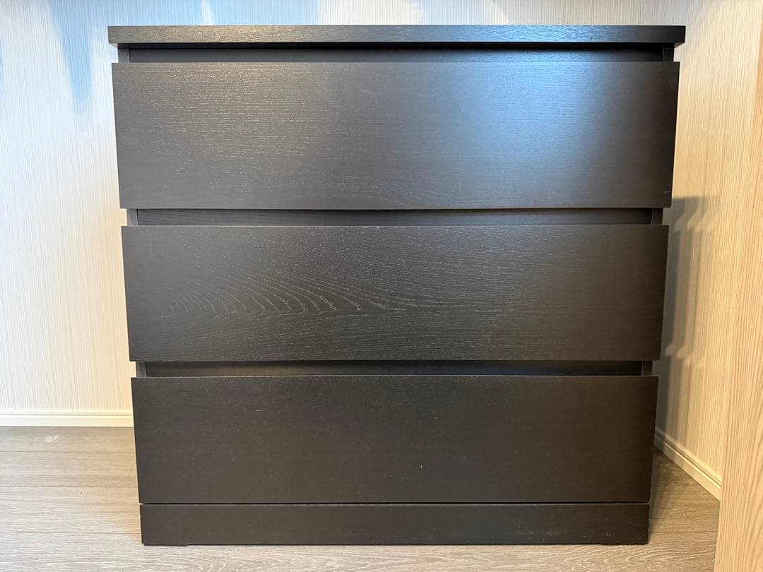 【未使用】IKEA マルム 3段 ブラックブラウン MALM マルム チェスト（引き出し×3）, ブラックブラウン, 80x78 cm - IKEA