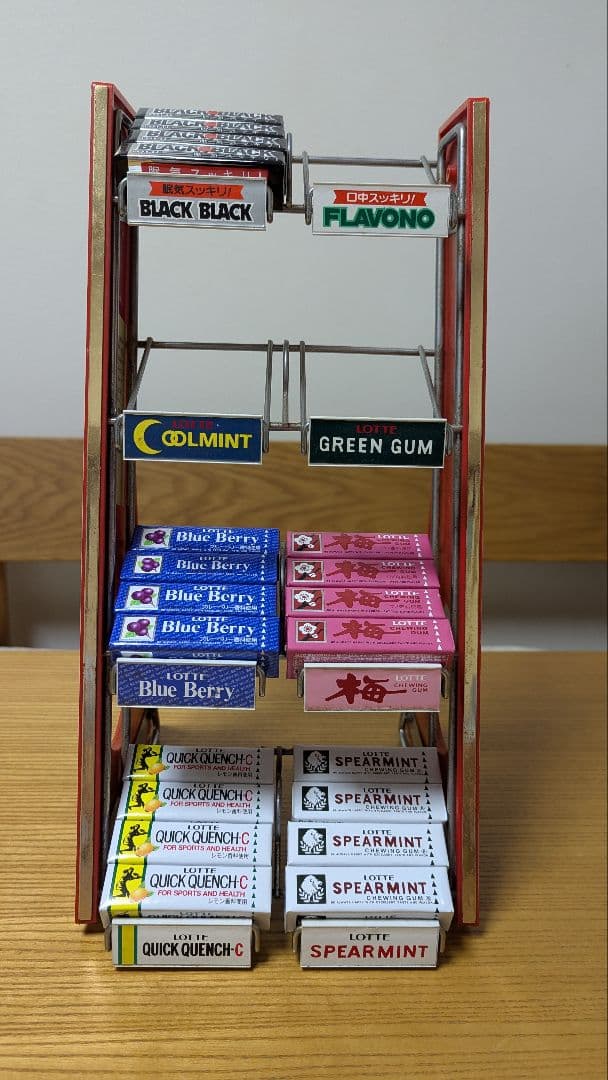 昭和レトロ　ロッテガム　陳列棚　ディスプレイスタンド　駄菓子屋 昭和レトロ LOTTEロッテガム陳列棚 卓上什器 当時物 - メルカリ