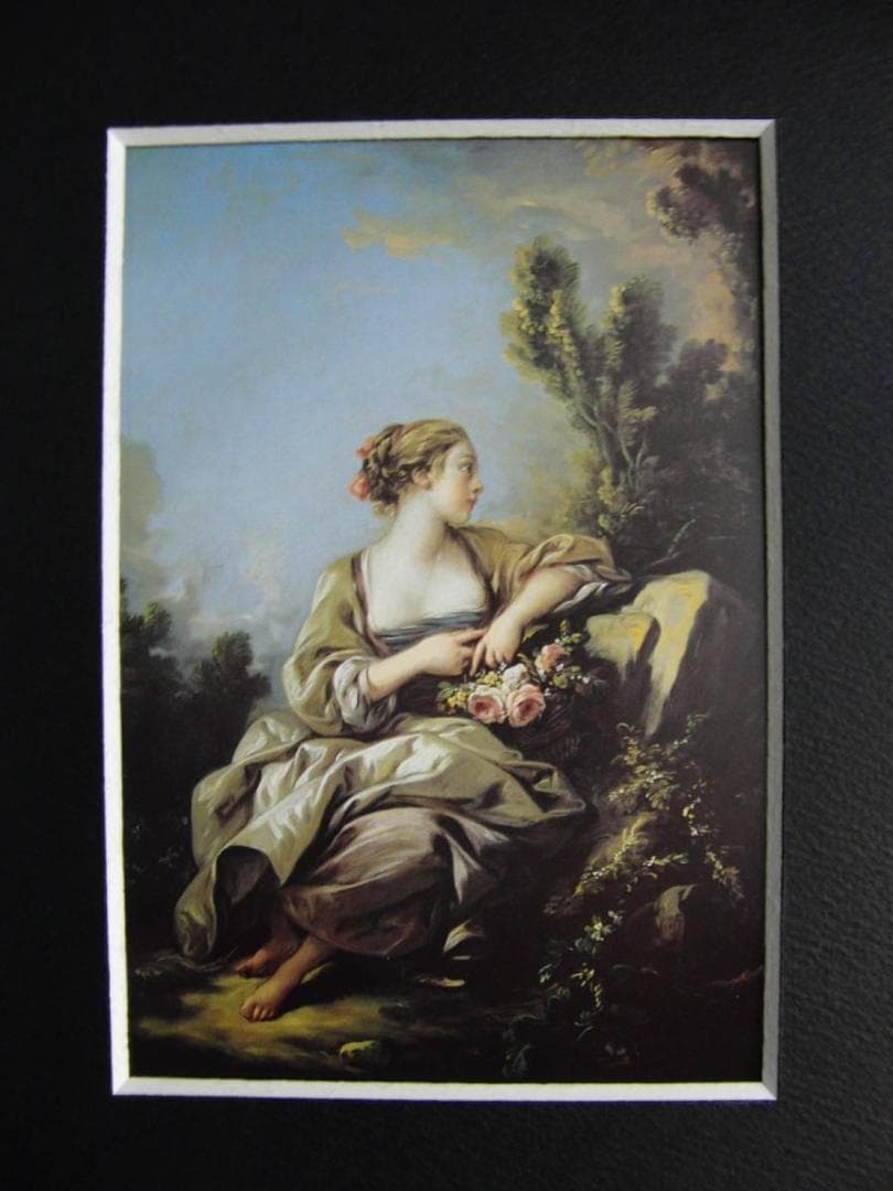 フランソワ ブーシェ、【庭師】、希少画集画、状態良好、新品高級額装付 フランソワ ブーシェ、【庭師】、希少画集画、状態良好、新品高級額装