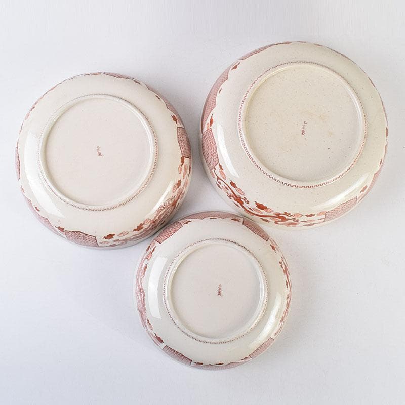 九谷焼 古九谷 赤絵八郎手 龍文 三つ組入れ子 菓子鉢 時代箱 G R9171H