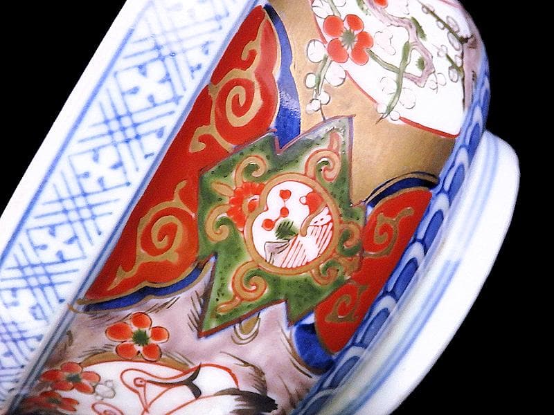 古伊万里 金襴手 双鶴に梅花の図 大振蓋茶碗 2客 D747AS-CHr - メルカリ