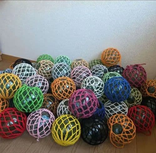 ガラス浮き玉 ガラス玉 １０cmx ６０ ガラス浮き玉NO.10 （ネット外径320φ） ガラス玉 浮玉