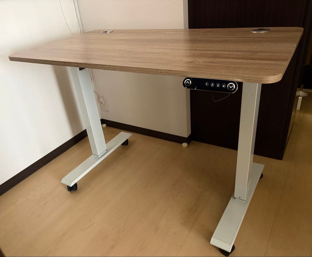 電動昇降デスク 木目調　再出品 Woody Prime Cherry 電動昇降式ウッドワークデスク【組立サービス付