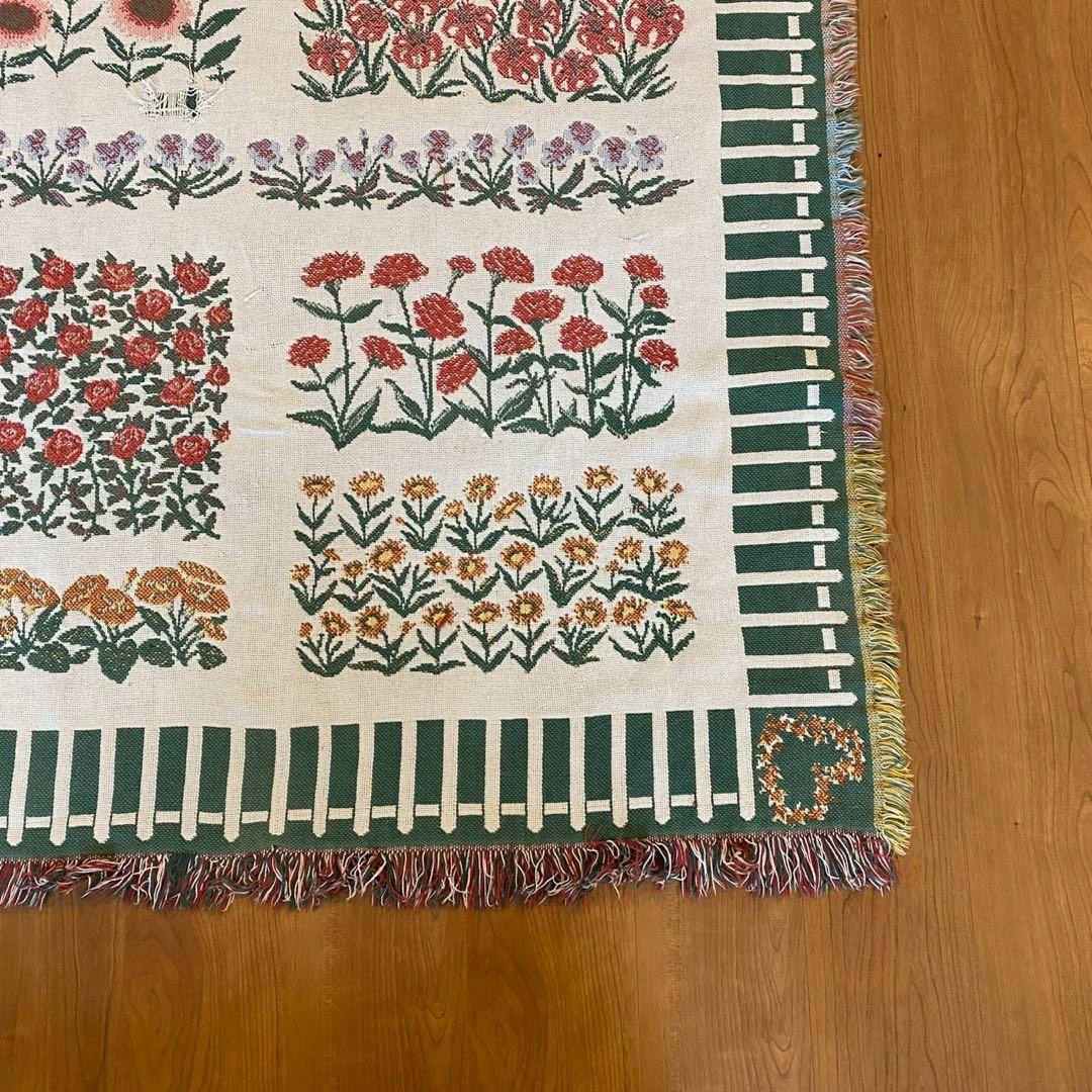 L.L.Bean USA製 ゴブラン織調　ヴィンテージラグ 花柄 コットン