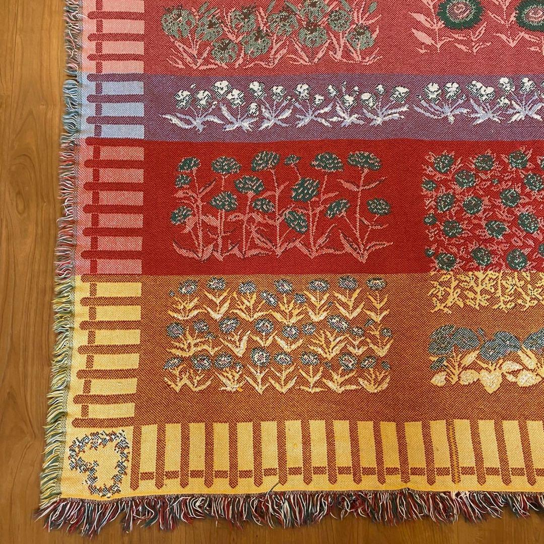 L.L.Bean USA製 ゴブラン織調　ヴィンテージラグ 花柄 コットン