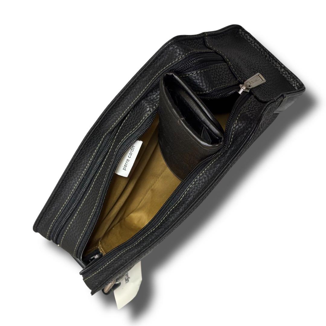 極美品】ピエールカルダン セカンドバッグ ダブルファスナー シボ革 本