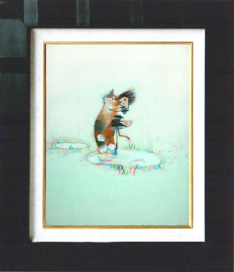 絵画 インテリア 油絵 F4-072719 可愛い子猫と女の子(蟻さん) - メルカリ