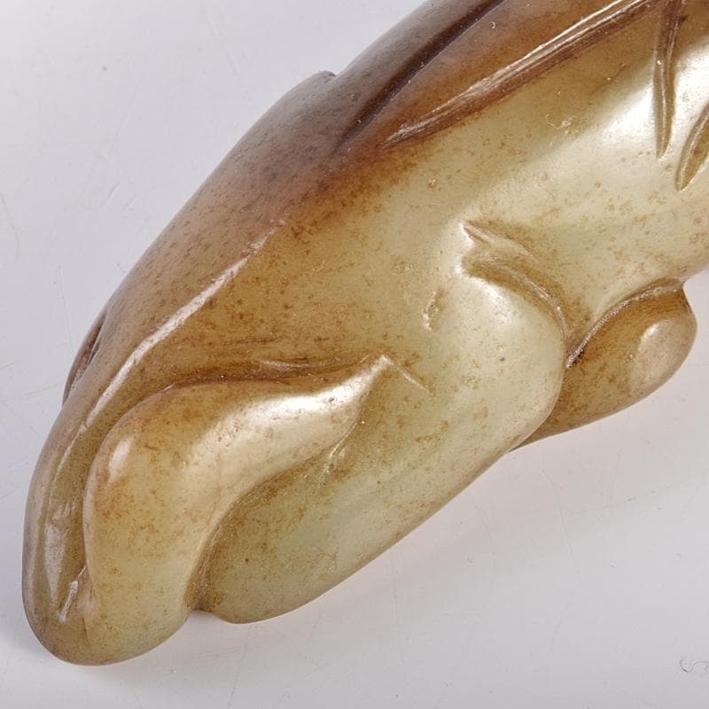 中国 玉石彫刻 神獣 根付 紙鎮 置物 C 7886E