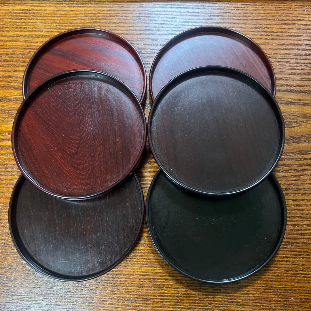 希少 紫檀 菓子皿 6枚セット ❺ 津軽びいどろ 色色豆皿 夜雲 | 黒の墨流しがおしゃれなガラスの小皿