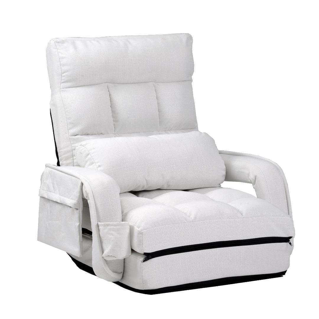 座椅子 リクライニング 14段ギア リクライニングチェアー 【ホワイト】 Amazon｜Kelfluxion 座椅子 リクライニング 14段ギア リクライニング