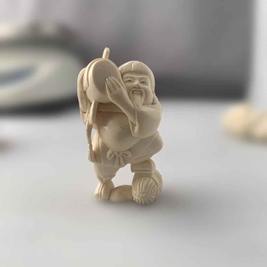 【詳細不明】時代物 置物 太鼓?を叩く老人 江戸時代から続く宮津市の無形民俗文化財「漁師町の浮太鼓」 - 宮津市