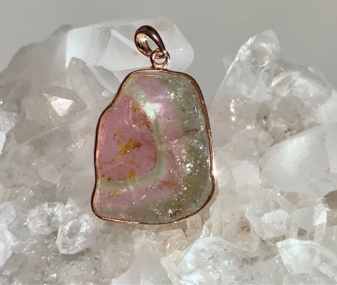 ⭐️希少石⭐️ウォーターメロントルマリン　グラデーション　ペンダントトップ ブラジル産]ウォーターメロントルマリンペンダントトップ（シルバー925