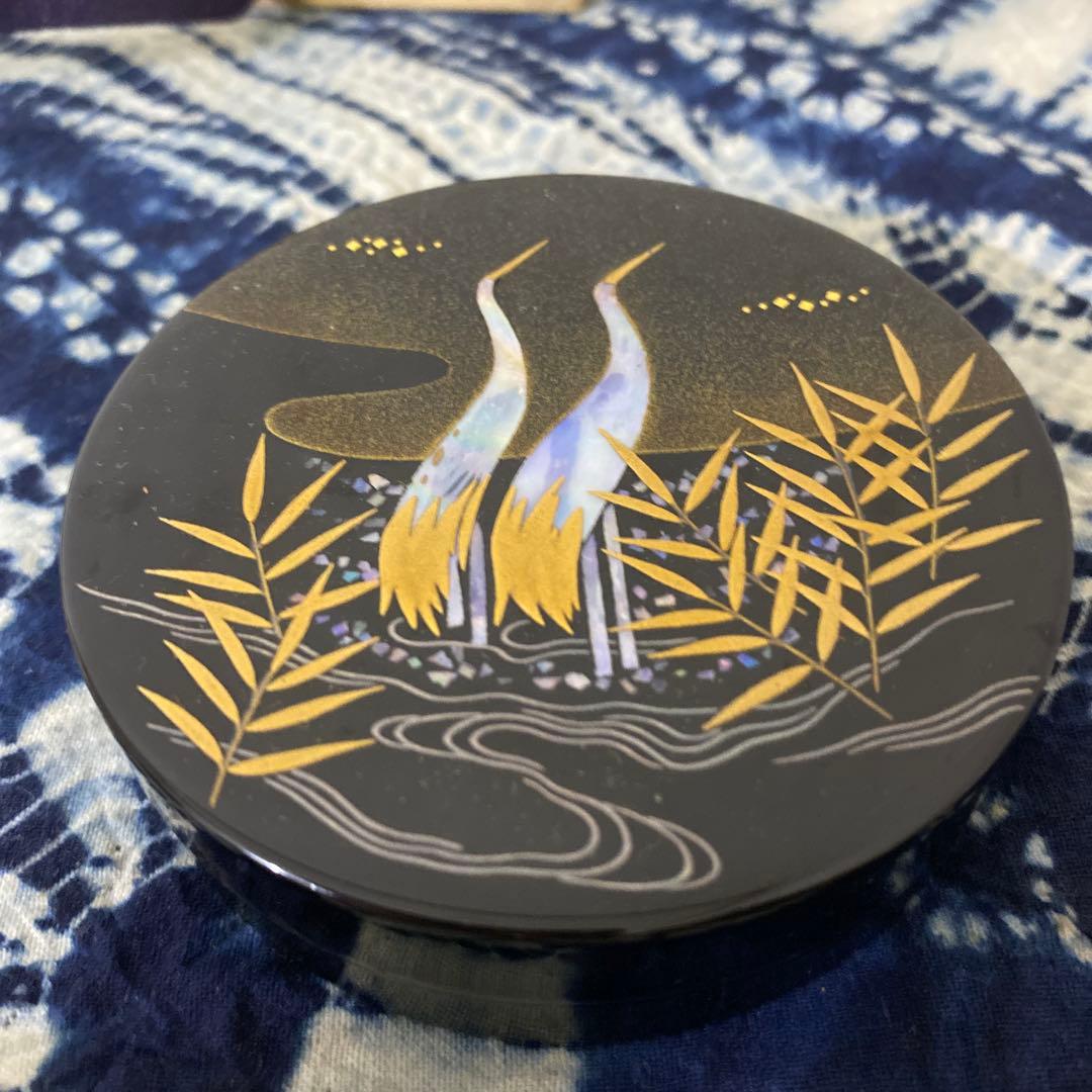 塗師表正青貝鶴蒔絵香合茶道具