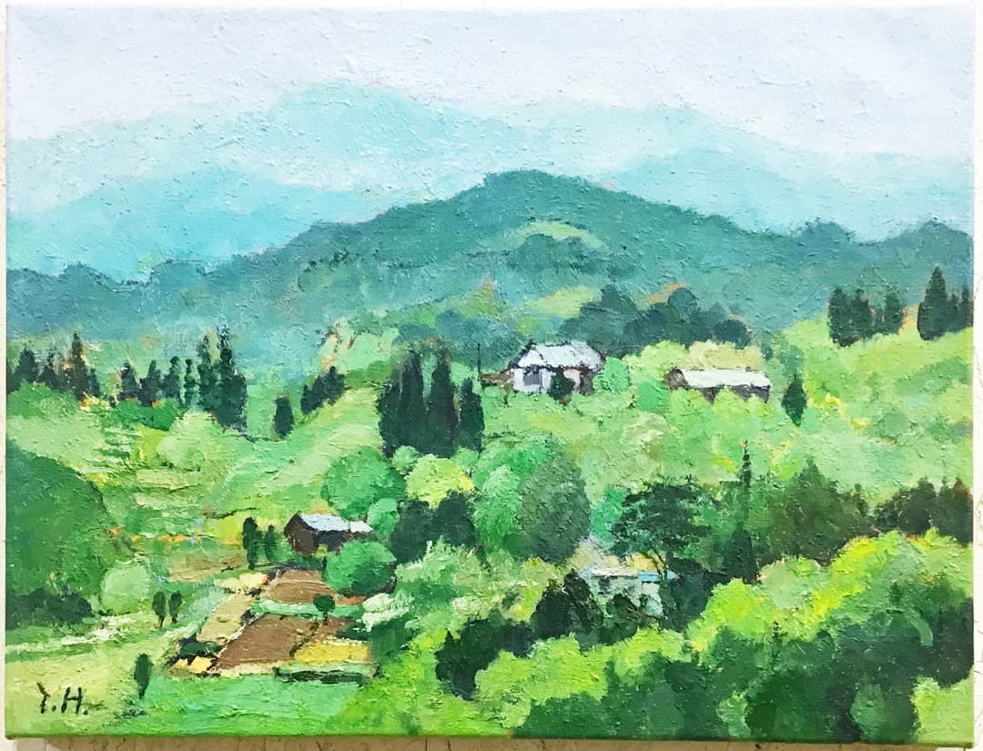 絵画 250 油絵/風景/野山/山/武蔵野/F6号 絵画 油絵 白馬山麓 （岡島哲夫） 【海・山】【肉筆】【油絵】【日本の