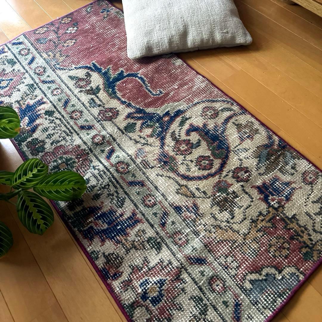 50.5×100.5 ボタニカルマット　アンティーク　トルコヴィンテージラグ 50.5×100.5 ボタニカルマット アンティーク トルコヴィンテージラグ