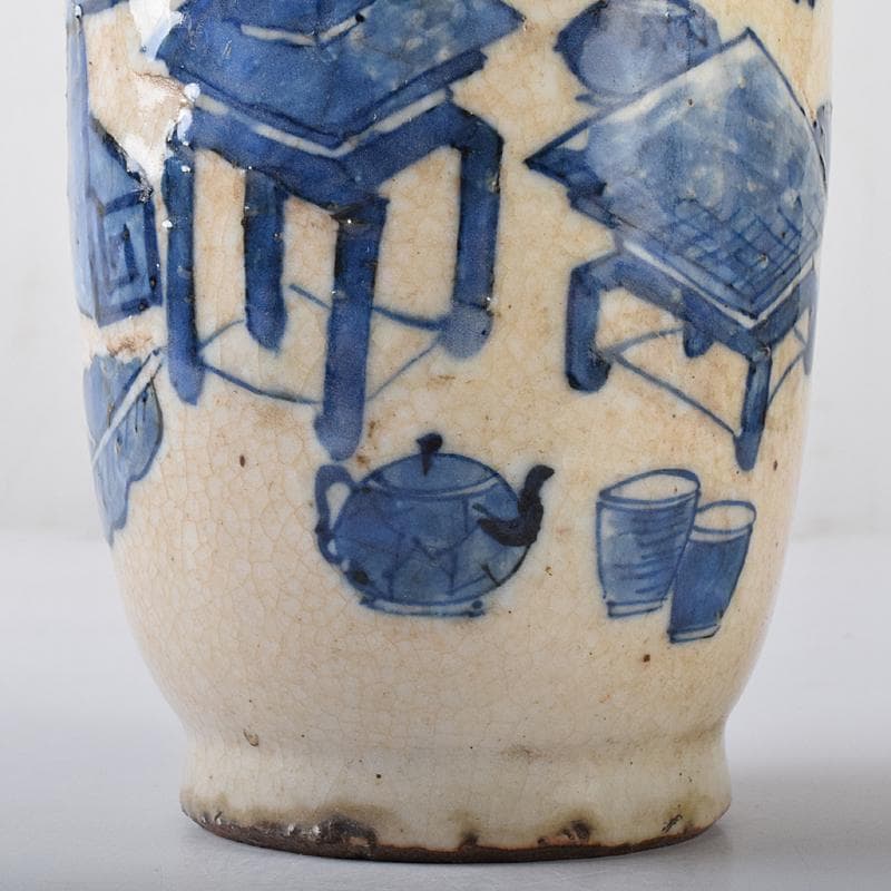 中国 成化年製 青花 花瓶文 貼梅双耳瓶 D R7889 - メルカリ