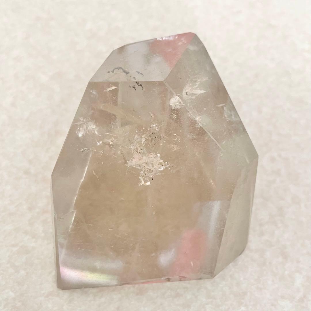 スモーキークォーツ　レインボー入り409g 天然石 水晶 置物　パワーストーン スモーキー クォーツ 虹入り パームストーン マダガスカル産 煙水晶