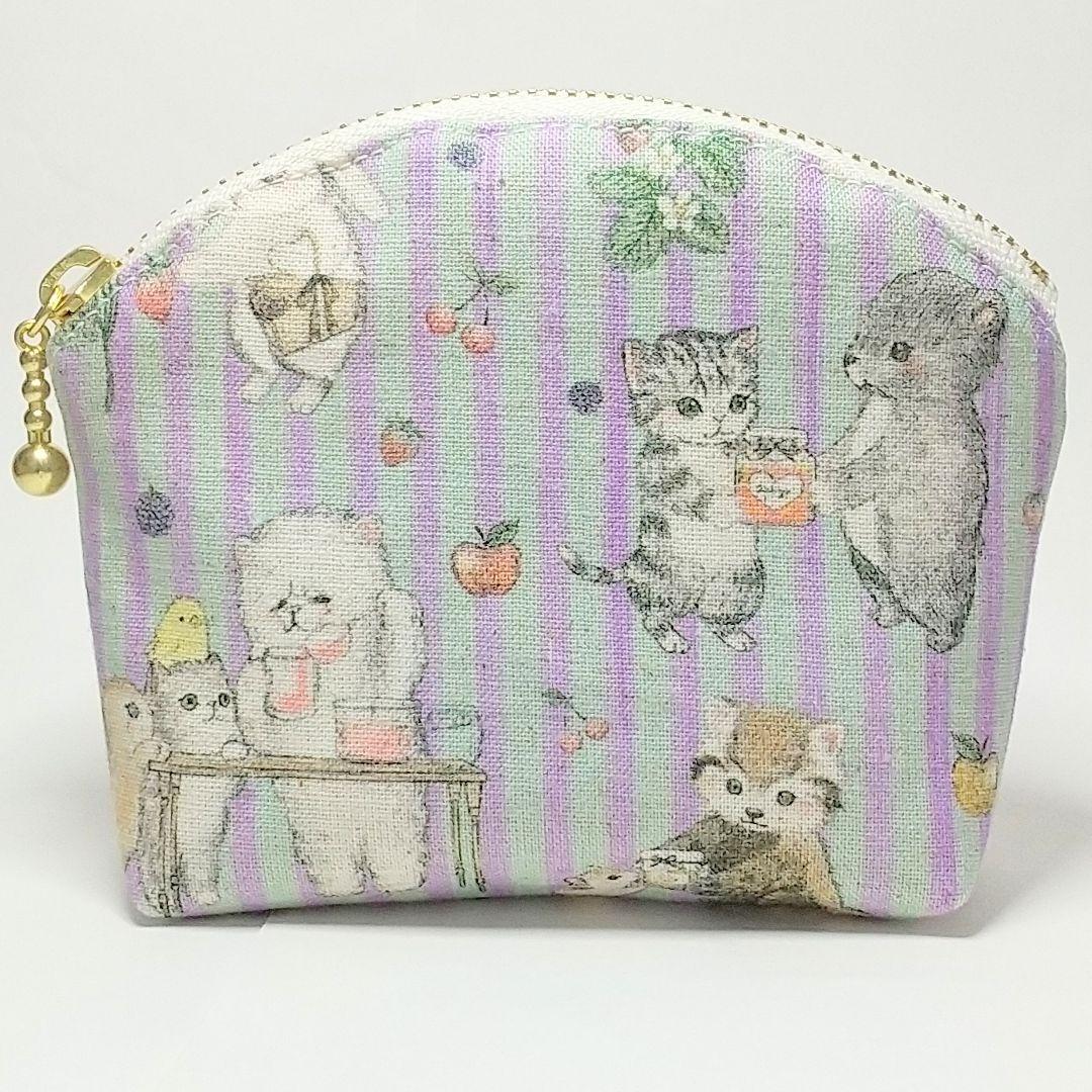 ◇ハンドメイド ポーチ ユキエモン ジャムラボ yukiemon ブルー 紫 猫