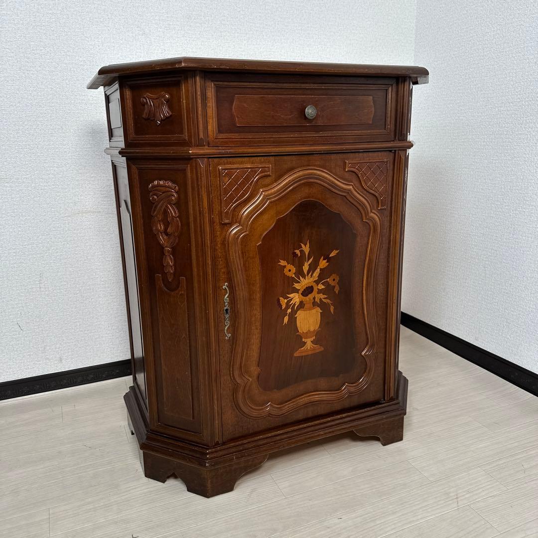 イタリア製 象嵌細工 アンティークスタイル コンソール キャビネット is2※ イタリア ローキャビネット 象嵌 サイドボード 猫脚 4316/DOGI