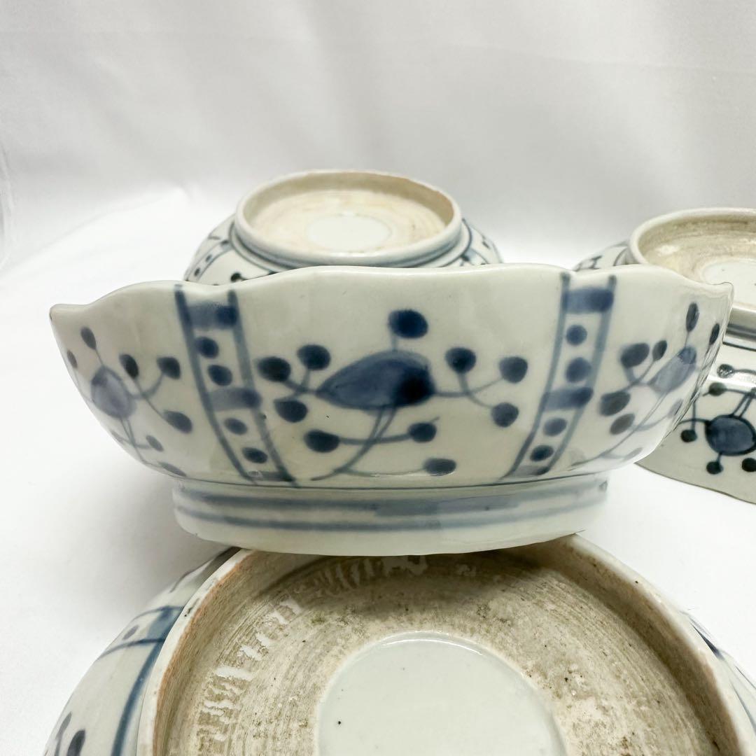 江戸後期 伊万里 染付 芙蓉 なます皿 5枚組 15.5cm