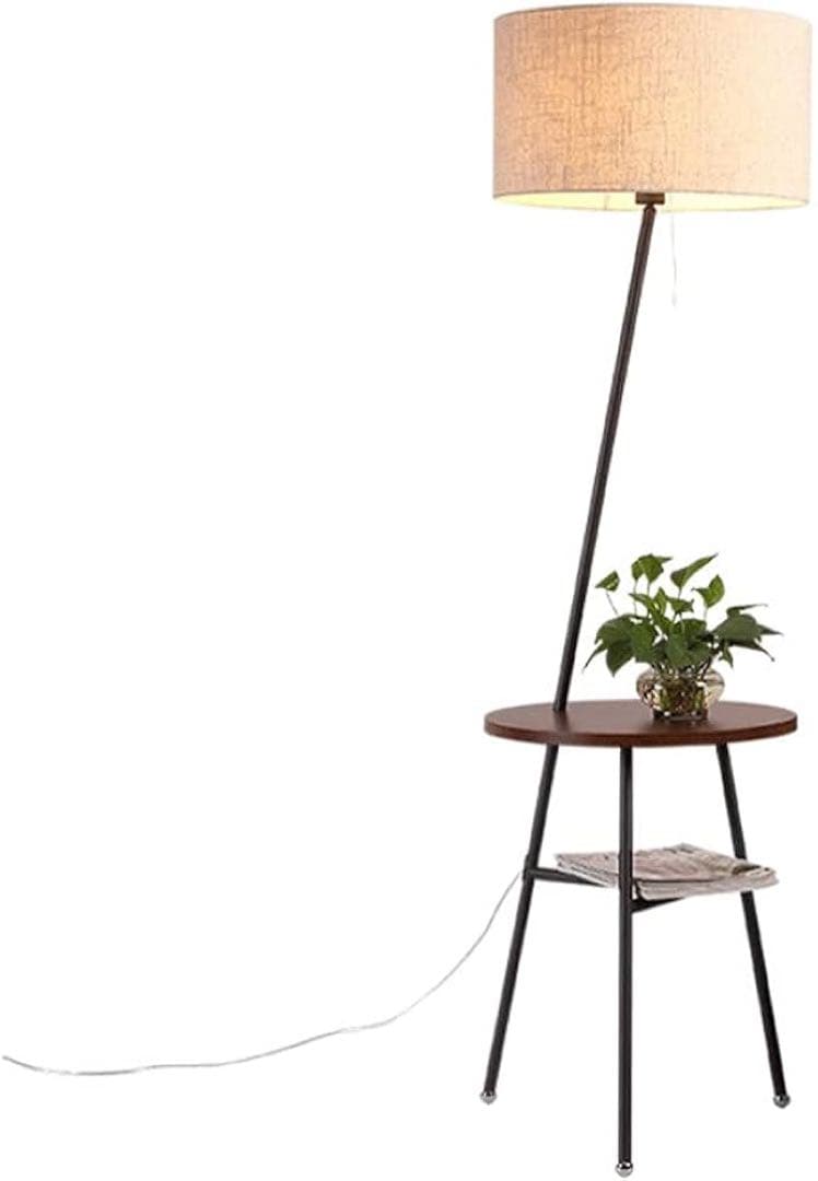 モダン フロアスタンド 照明 サイドテーブルフロアランプ リネンシェード付き Amazon.co.jp : 北欧のフロアランプ、リネンファブリックランプ
