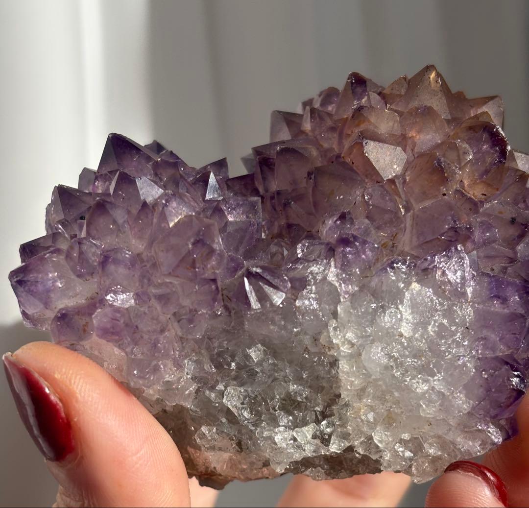 《高品質・紫陽花結晶》アメジスト×アメトリン＊ツインクラスター　レア　台座付き