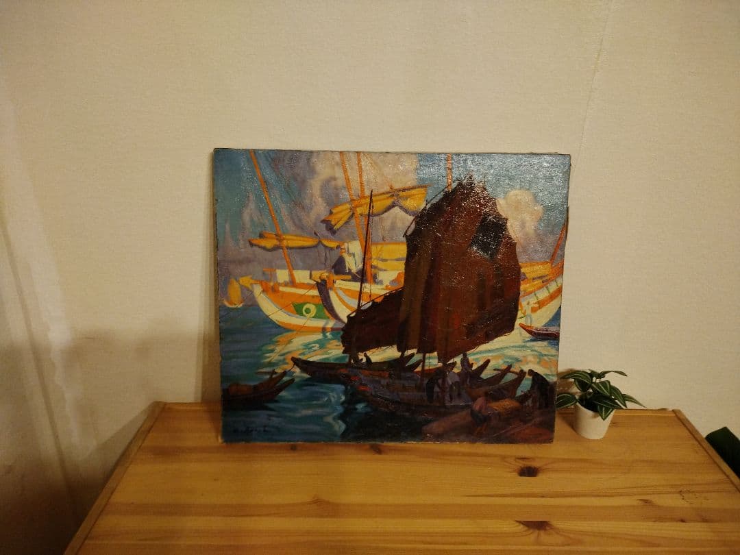 船舶の油彩画 青と黄色の風景 楽天市場】桜島 羽沢清水 サムホールサイズ油彩画（油絵）日本風景画