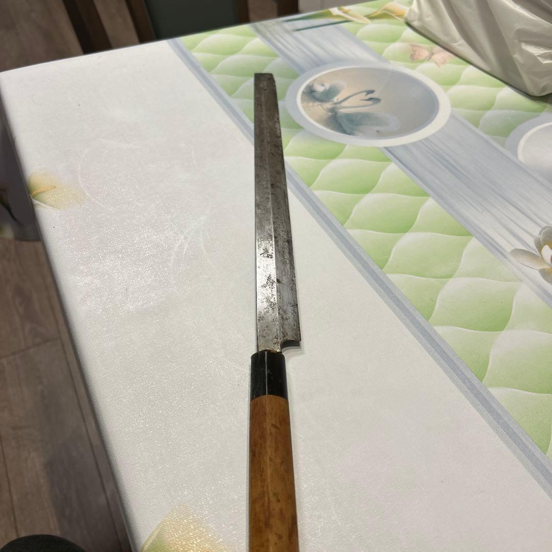 長寿 包丁 出雲 純和鋼 柳刃包丁 本焼 尺一 出雲純和鋼 鏡面 朴柄 白鞘付 名入 KN02-A10785