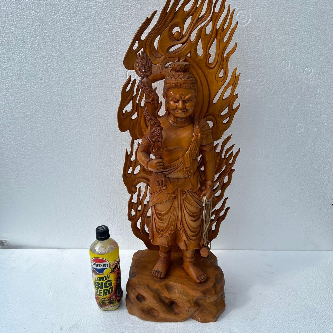 木製仏像 不動明王のデザイン 約70センチ 仏像】リアル仏像 木造 不動明王立像 | リアル仏像,木造リアル仏像