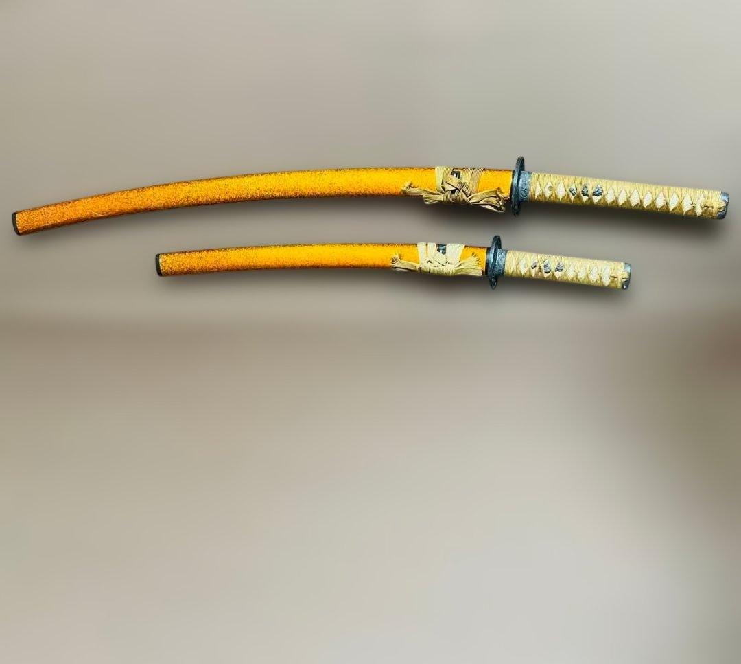 高級模造刀　居合刀　のたれ刃紋　2本セット　打刀　脇差　インテリア （刀6） 高級模造刀 居合刀 のたれ刃紋 2本セット 打刀 脇差 インテリア （刀6