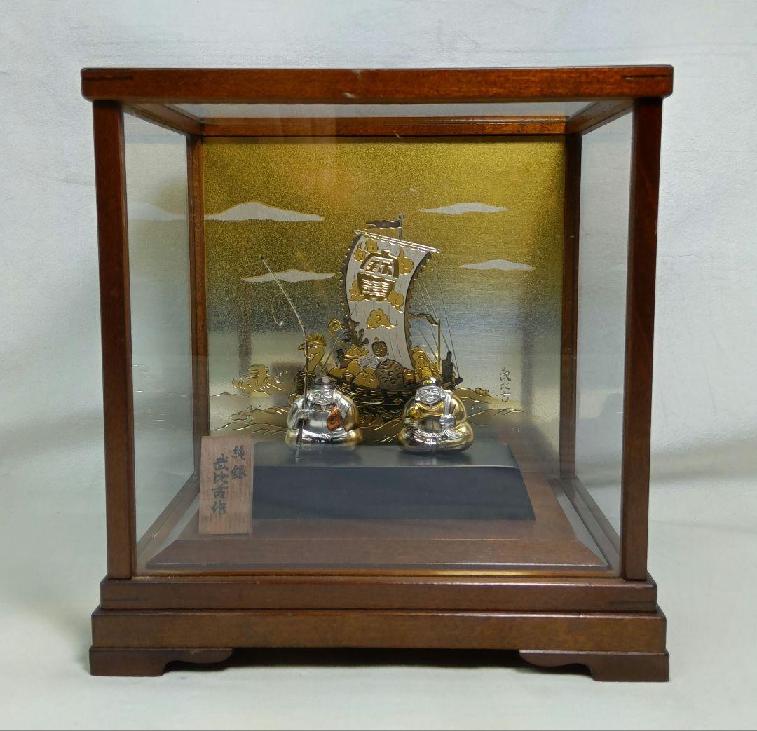 武比古作　純銀　恵比寿天　大黒天　宝船　置物　インテリア　縁起物　刻印有り 送料無料】 銀製 大黒天 35g / 武比古 恵比寿 大黒 宝船 置物 幸運