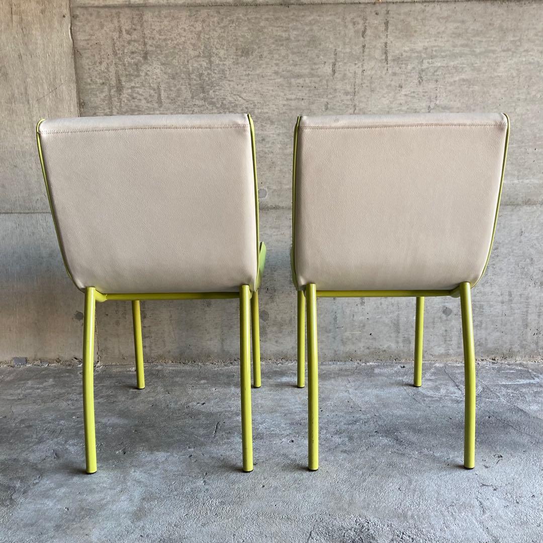 PROCEED チェア 椅子 背もたれ 2脚 ホワイト グリーン ポップ レトロの