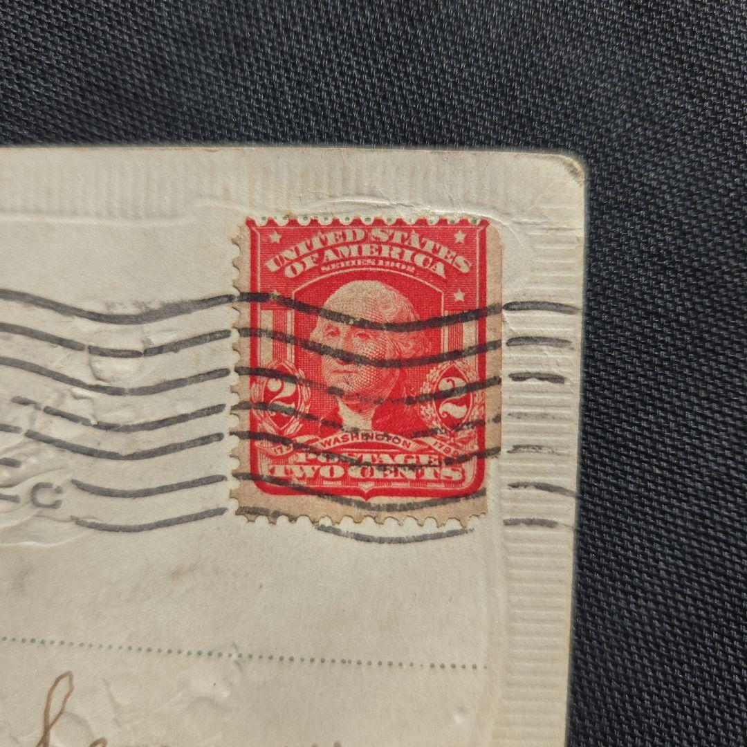 明治39年賀状アメリカ2セントワシントン切手付き - メルカリ
